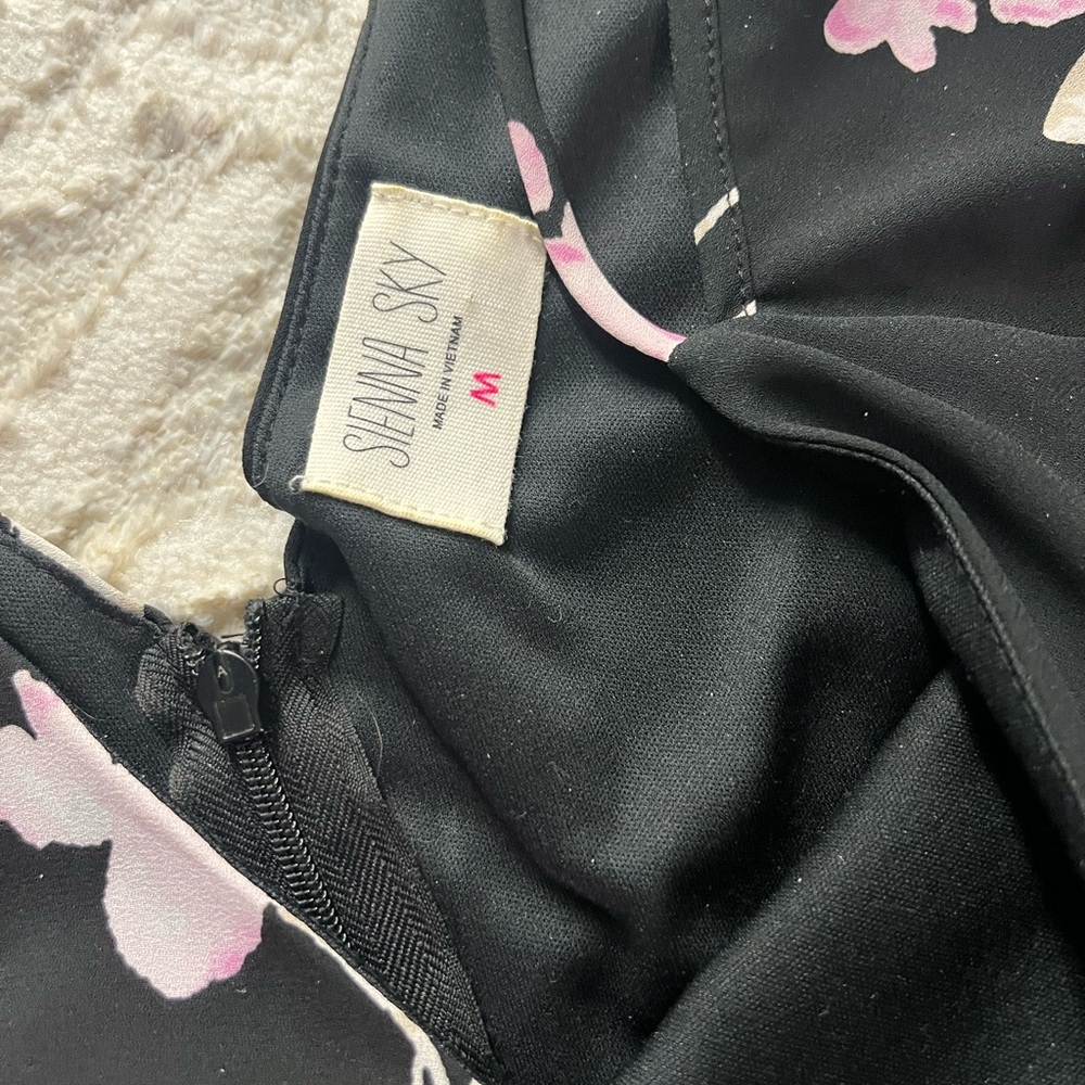 Sienna Sky Black cropped Jumpsuit with Pink Floral Design - Picture 3 of 3